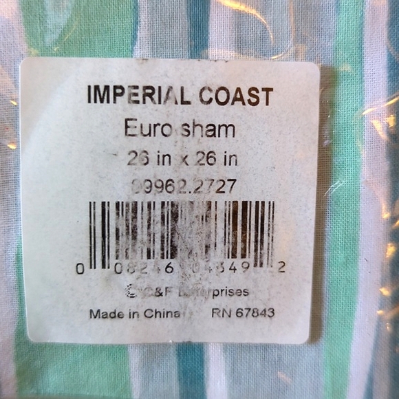 Euro Sham with Zipper. Blue and Green, Square. NWT - Picture 5 of 7